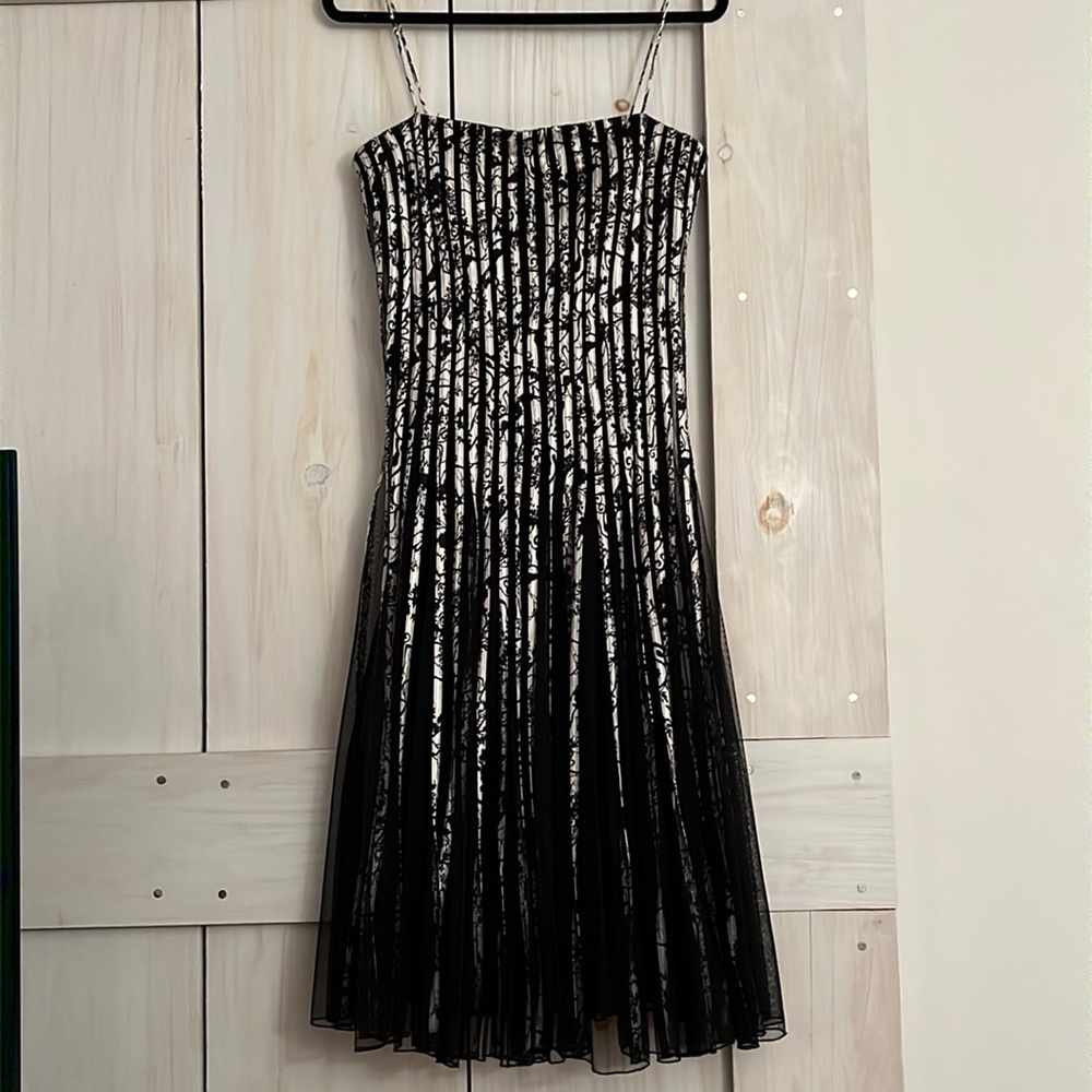 Ralph Lauren Evening- Black and White printed dress- satin and tulle